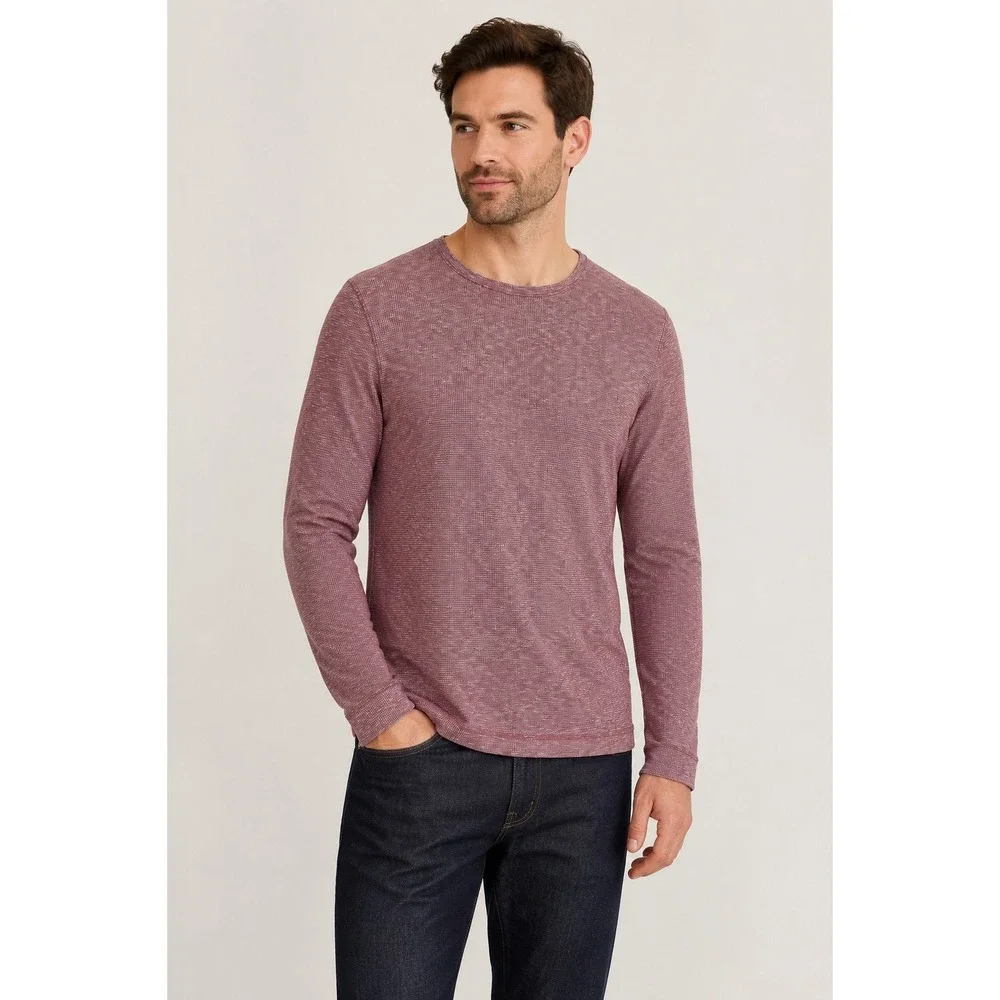 Banana Republic Men's Large Marled Burgundy Long Sleeve Crewneck Knit Shirt
